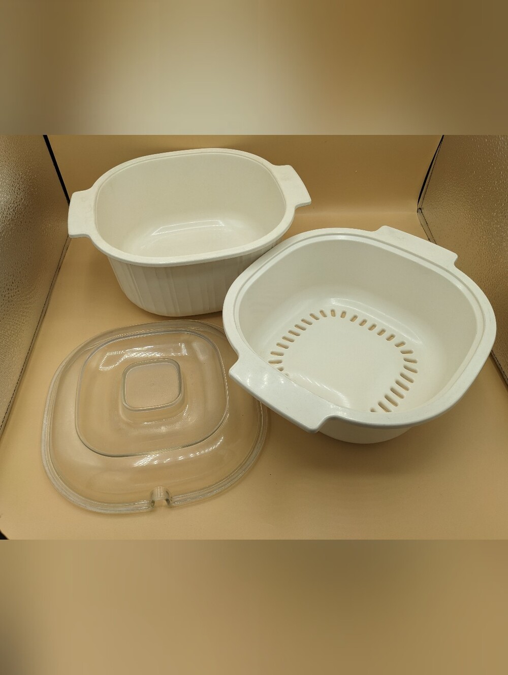 Vintage Rubbermaid Microwave Cookware Stack Cooker Casserole Steamer 3-Piece 3QT